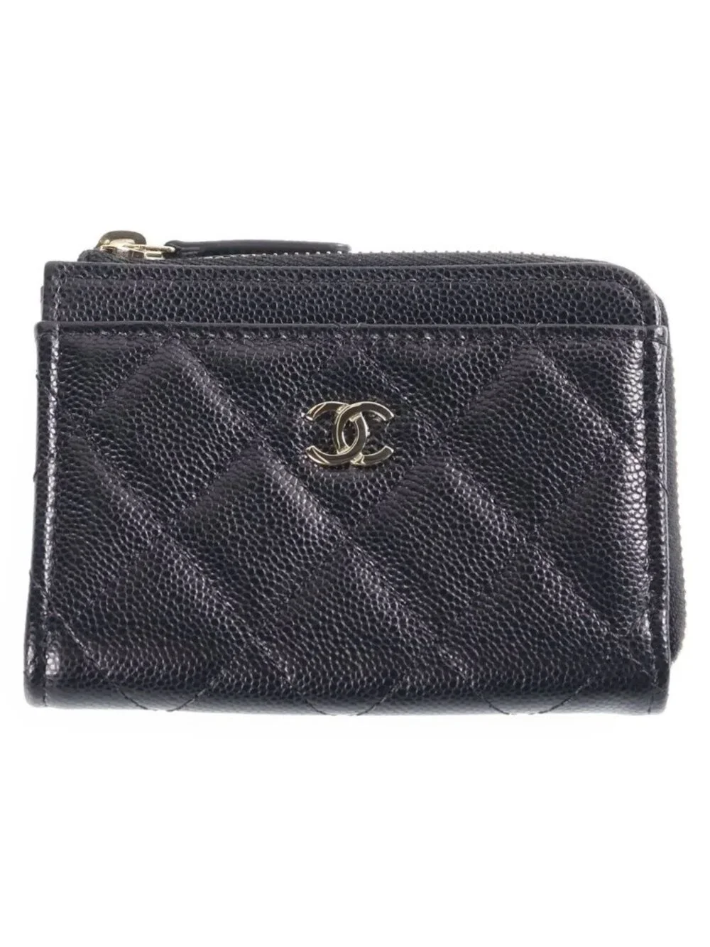 Chanel Quilted CC Logo Timeless Classic Fragment Card Case Business Mini Wallet